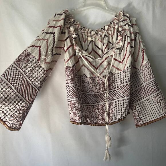 BNCI Womens Top Medium Floral Embroidered Fairy Boho Cottagecore Flared Sleeves - Picture 6 of 13